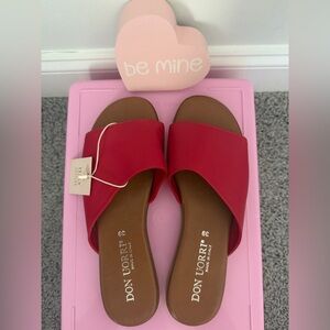 NWT Don Uorri Genuine leather Made in Italy Women's Red Slide Sandals ❤️🌸